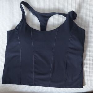 Black Sleeveless Cropped Tank Top/Sports Bra